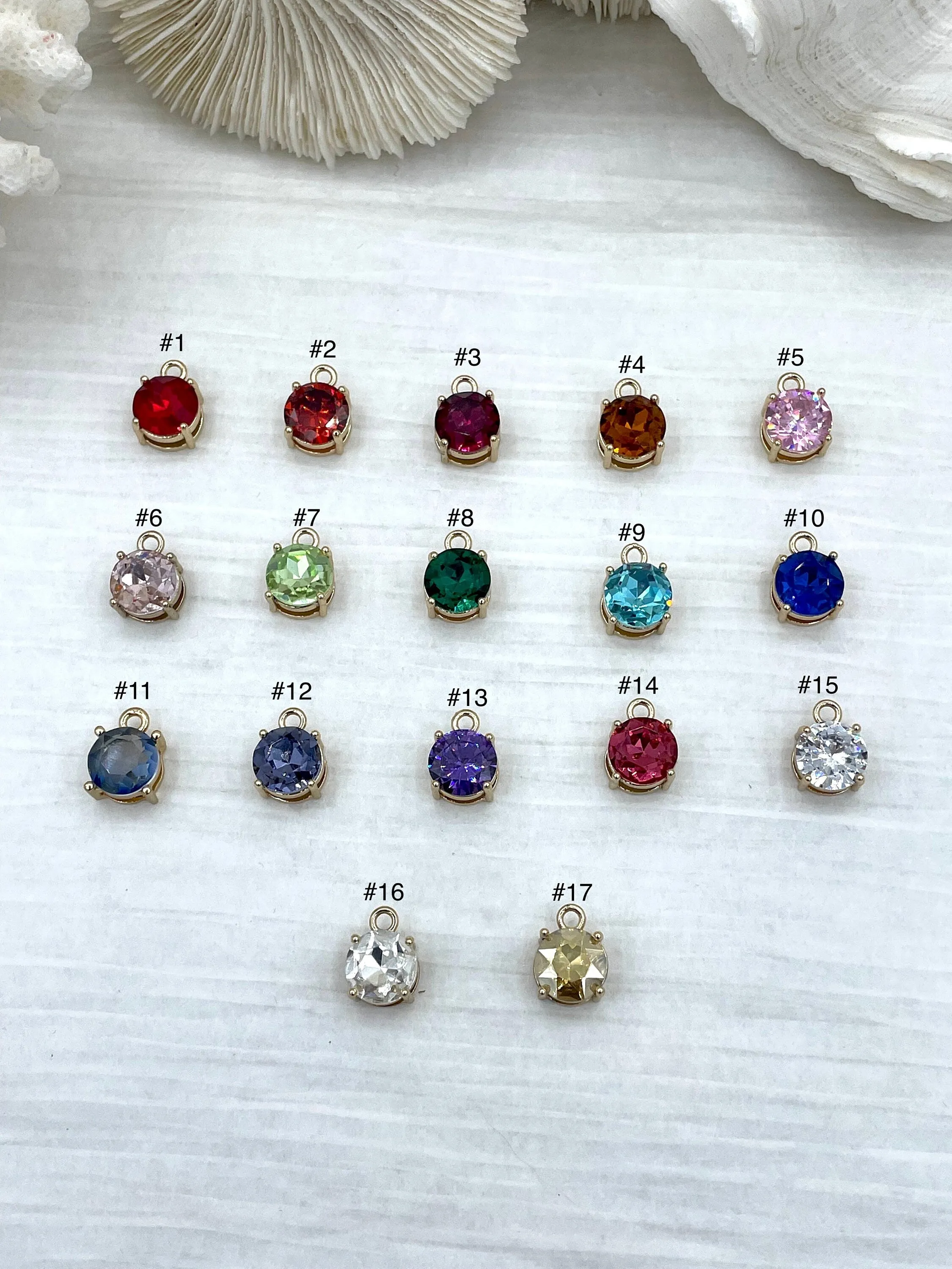 Round Solitaire CZ & Crystal Pendant Cubic Zirconia Pendant 10mm 15 colors Fast Shipping