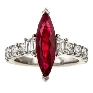 Ruby & Diamond Ring, MQ 2.10ct.