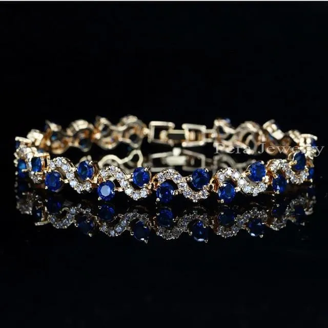 S Shape Gold Color Cubic Zirconia Big Charm Bracelet