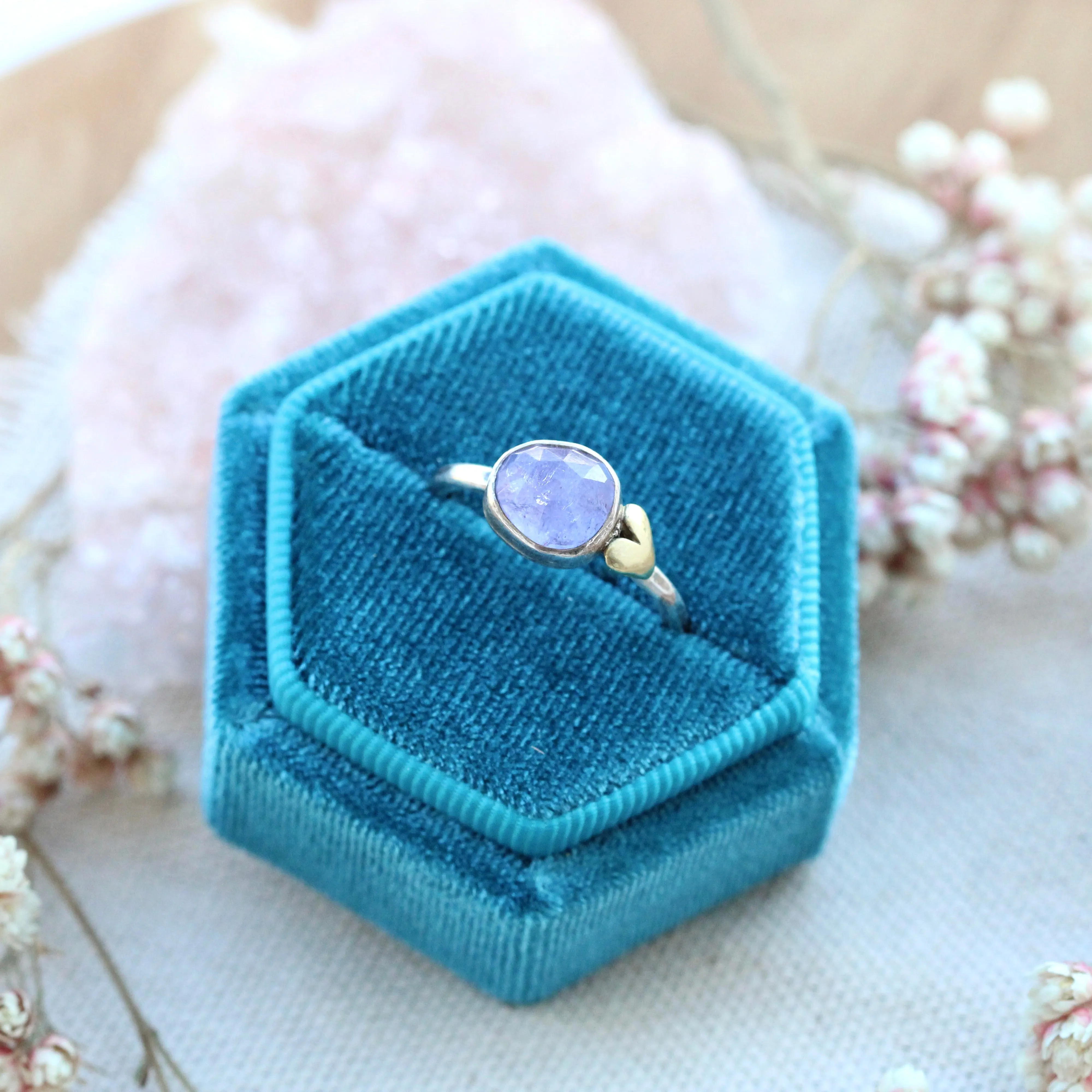 Sacred Love Tanzanite gemstone sterling silver ring