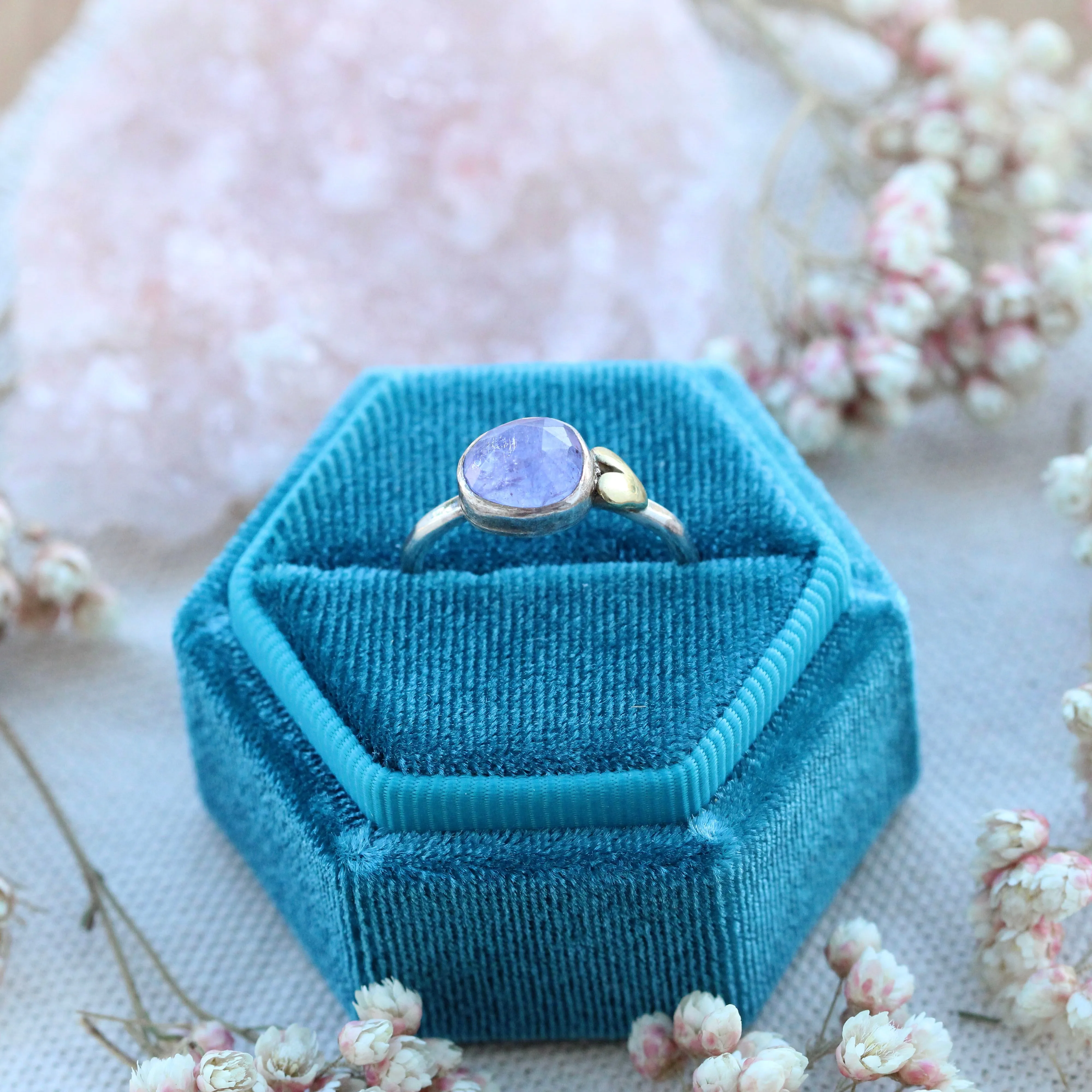 Sacred Love Tanzanite gemstone sterling silver ring