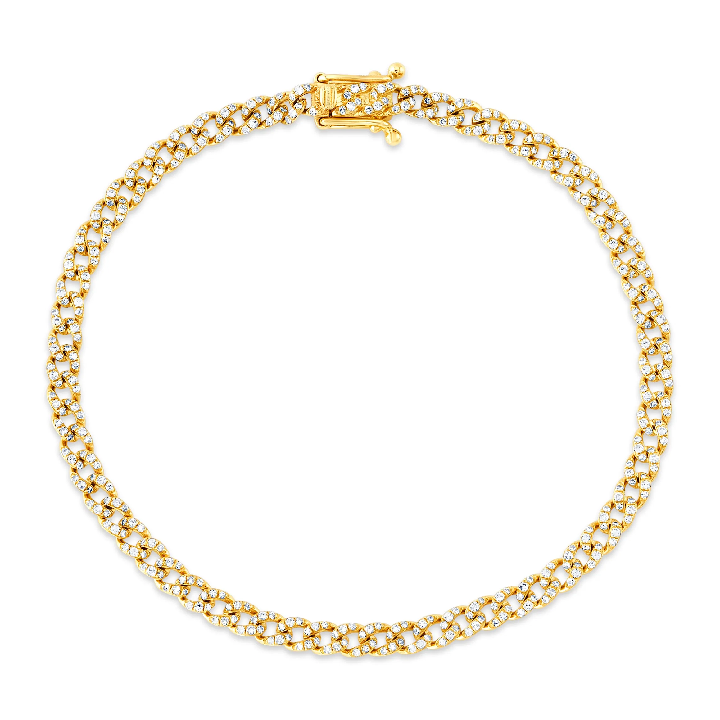 Showstopping cuban link diamond bracelet, 14kt gold