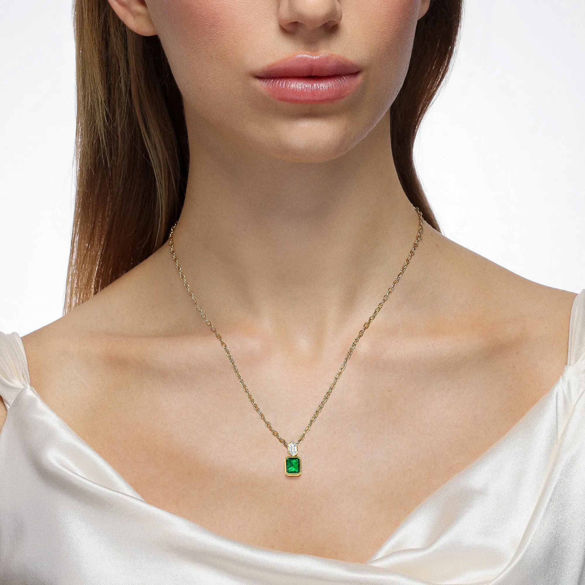 Silky Emerald and Diamond Pendant