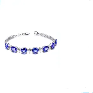 Silver 925 Jewelry Sapphire Gemstone Wedding Party Bracelets