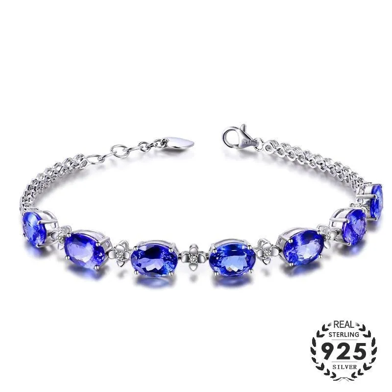 Silver 925 Jewelry Sapphire Gemstone Wedding Party Bracelets