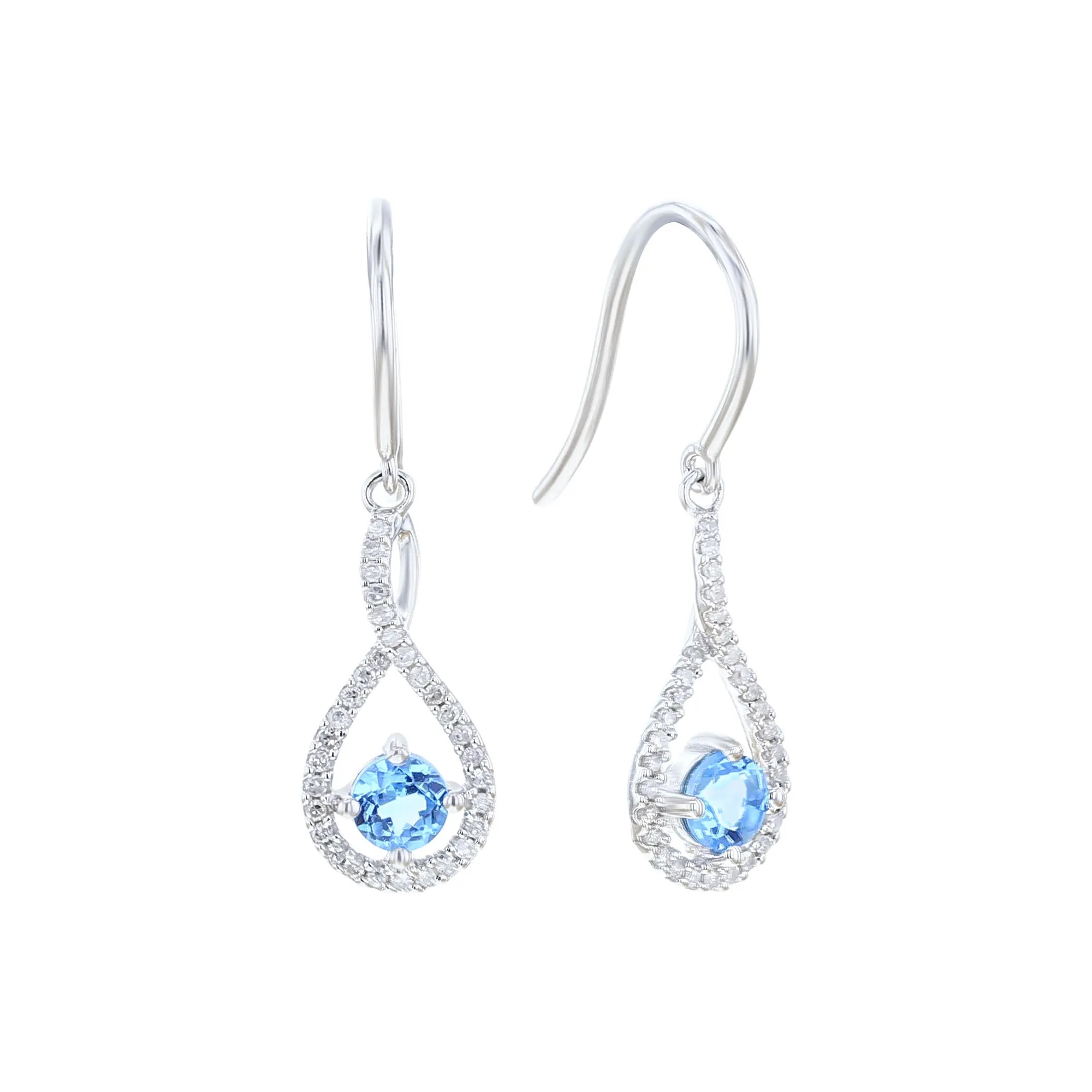 Silver Limitless Blue Topaz & Diamond Drop Earrings