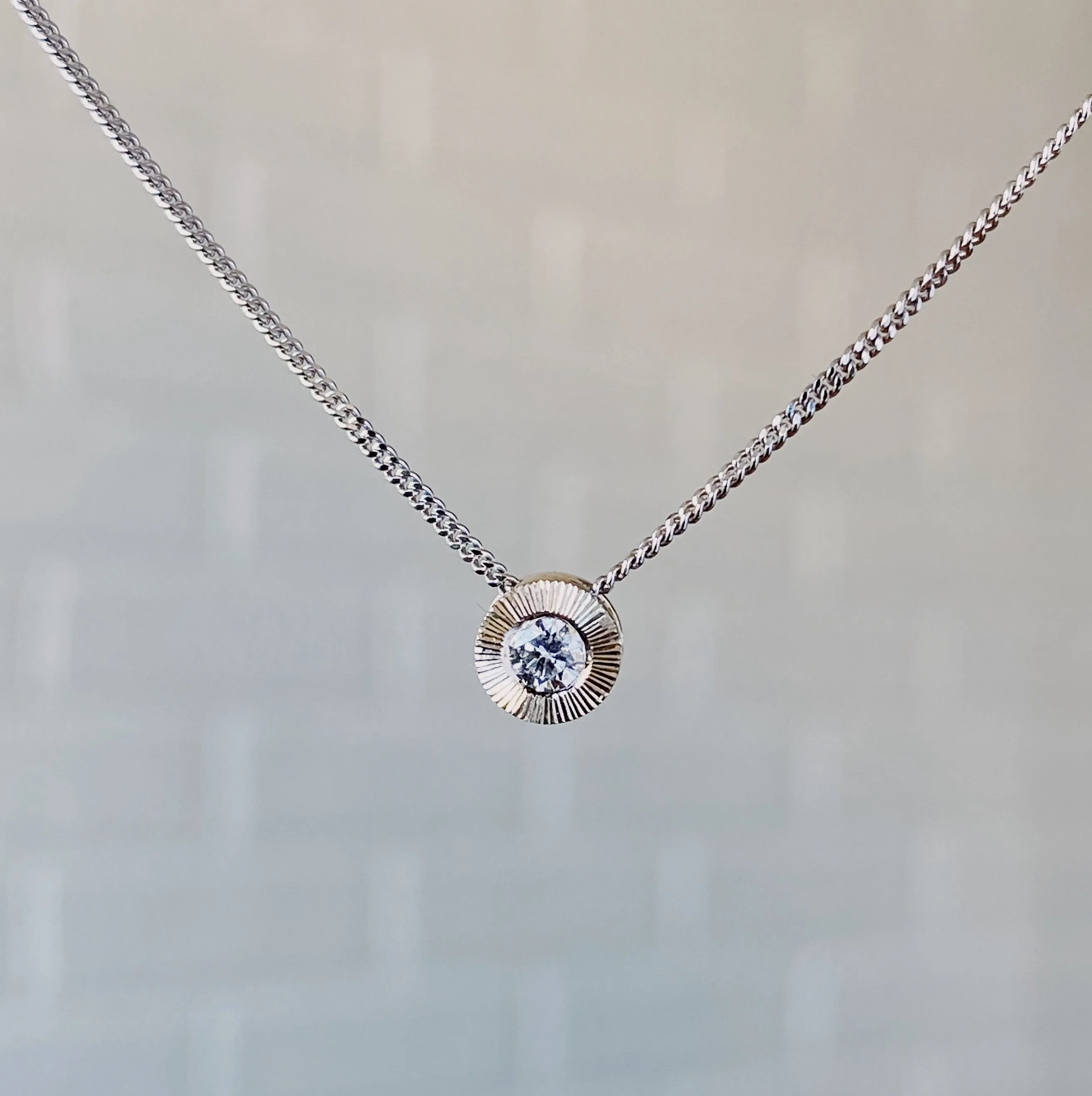 Small Aurora Diamond Necklace in White Gold