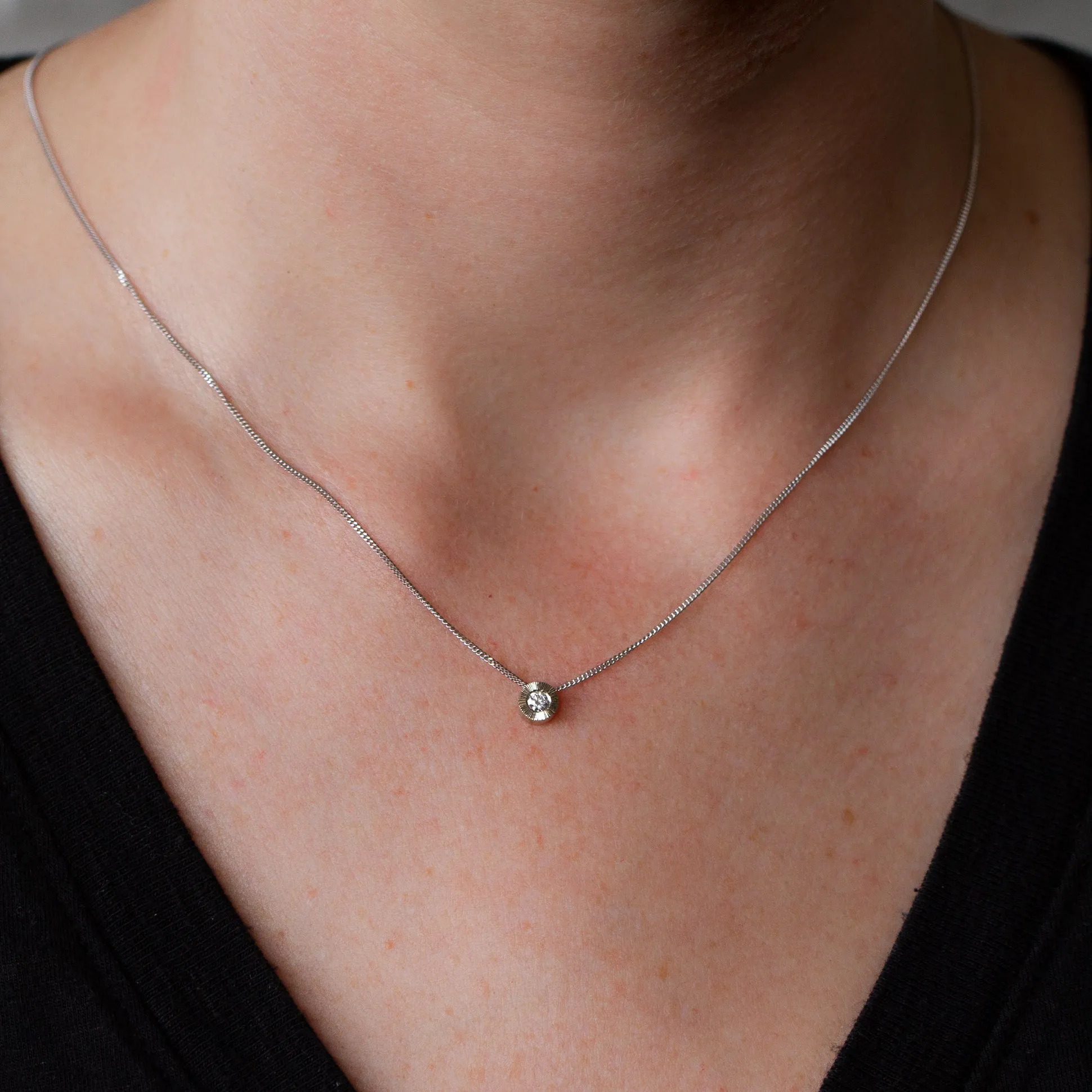 Small Aurora Diamond Necklace in White Gold