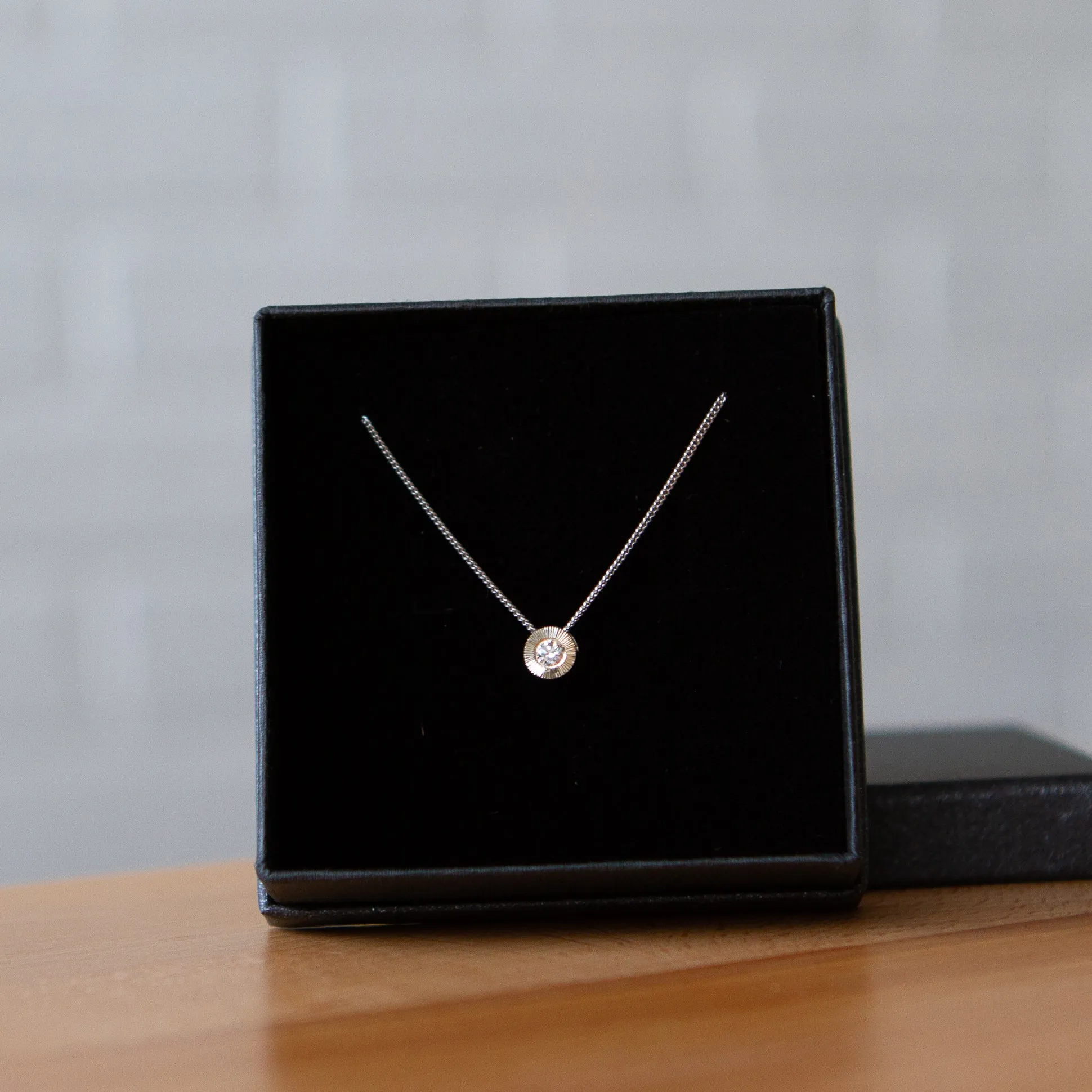 Small Aurora Diamond Necklace in White Gold