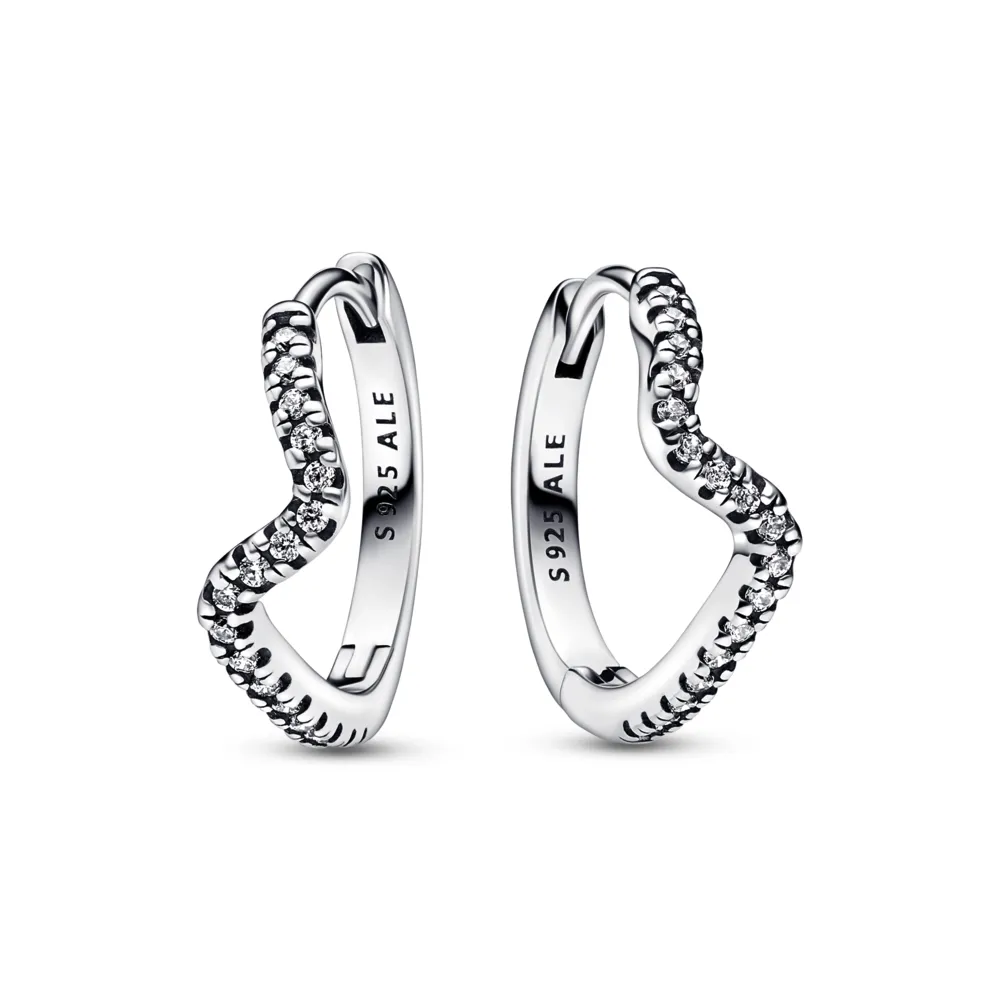 Sparkling Wave Hoop Earrings