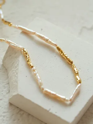 Streamer Toothpick Baroque Pearl Necklace