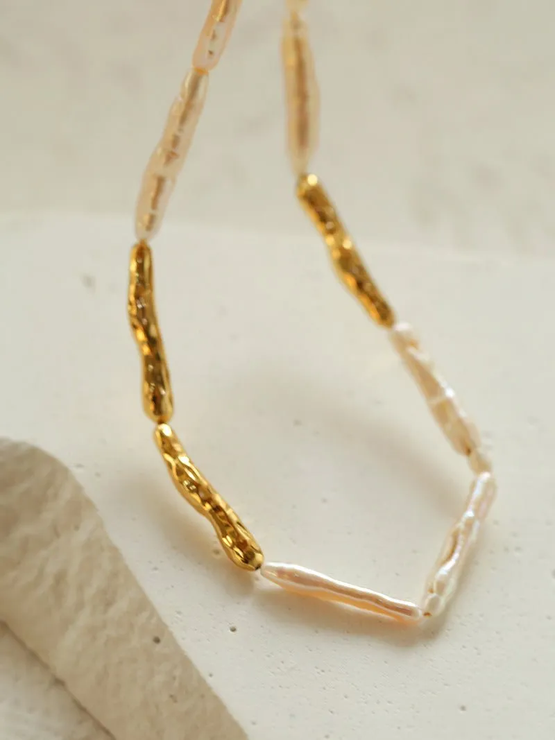 Streamer Toothpick Baroque Pearl Necklace