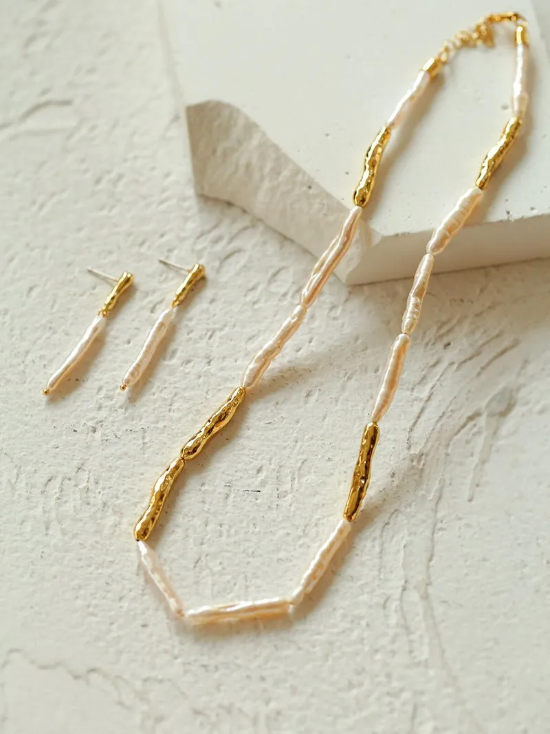 Streamer Toothpick Baroque Pearl Necklace