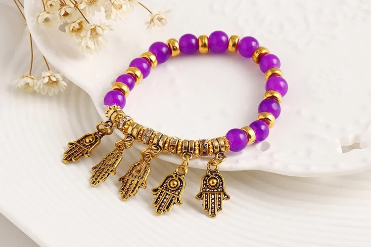 Summer Style Vintage Bracelet Crystal Alloy Hamsa Hand Fatima Bracelets Trendy Classic Jewelry