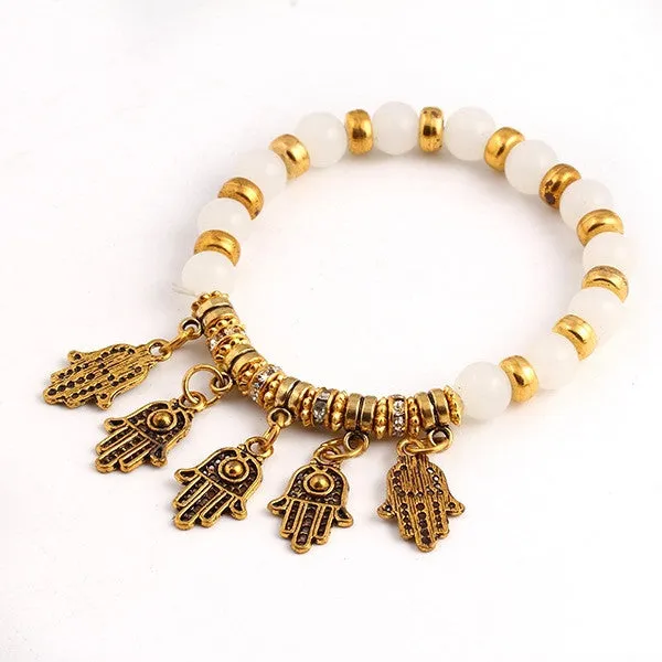 Summer Style Vintage Bracelet Crystal Alloy Hamsa Hand Fatima Bracelets Trendy Classic Jewelry