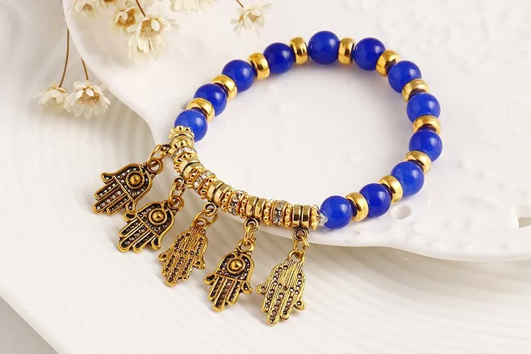 Summer Style Vintage Bracelet Crystal Alloy Hamsa Hand Fatima Bracelets Trendy Classic Jewelry