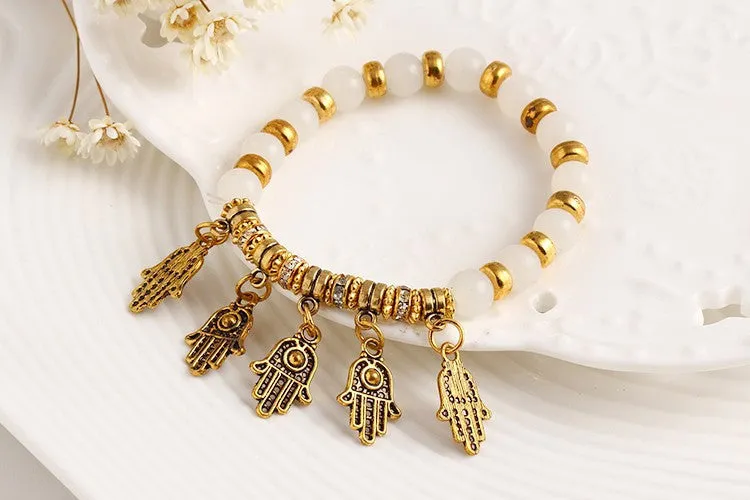 Summer Style Vintage Bracelet Crystal Alloy Hamsa Hand Fatima Bracelets Trendy Classic Jewelry