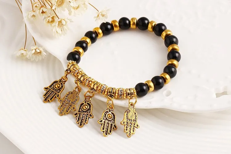 Summer Style Vintage Bracelet Crystal Alloy Hamsa Hand Fatima Bracelets Trendy Classic Jewelry