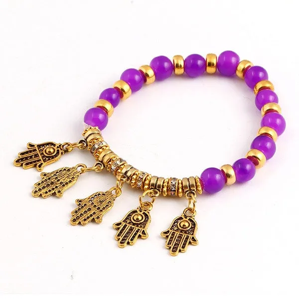 Summer Style Vintage Bracelet Crystal Alloy Hamsa Hand Fatima Bracelets Trendy Classic Jewelry