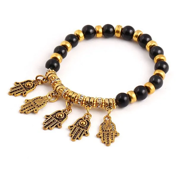 Summer Style Vintage Bracelet Crystal Alloy Hamsa Hand Fatima Bracelets Trendy Classic Jewelry