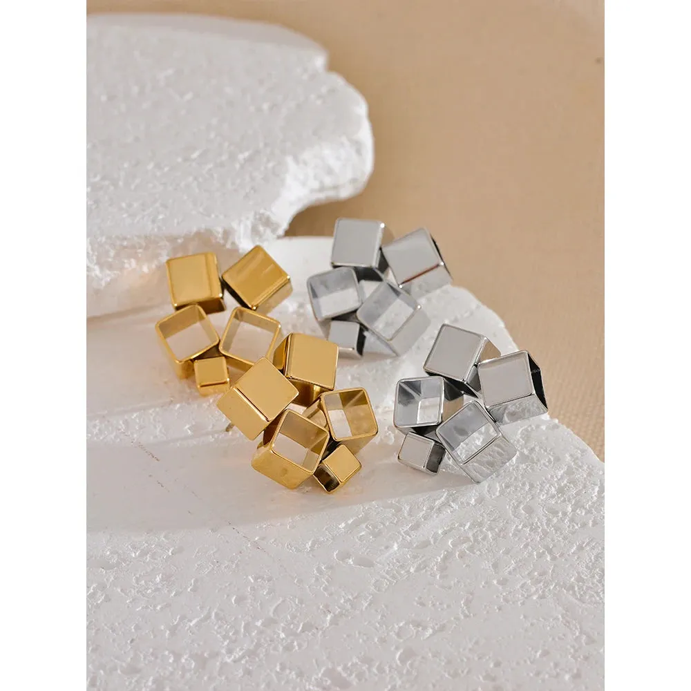 TEEK - Unique Creative Geometric Square Stud Earrings