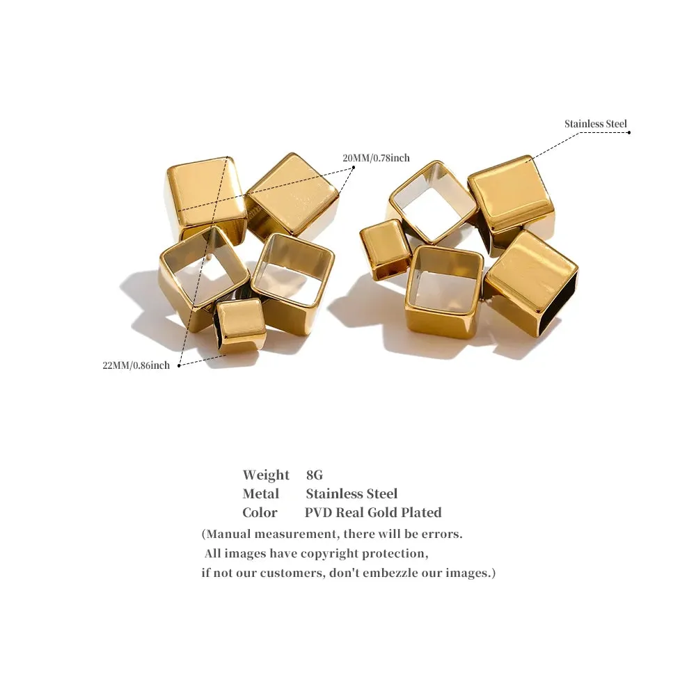 TEEK - Unique Creative Geometric Square Stud Earrings