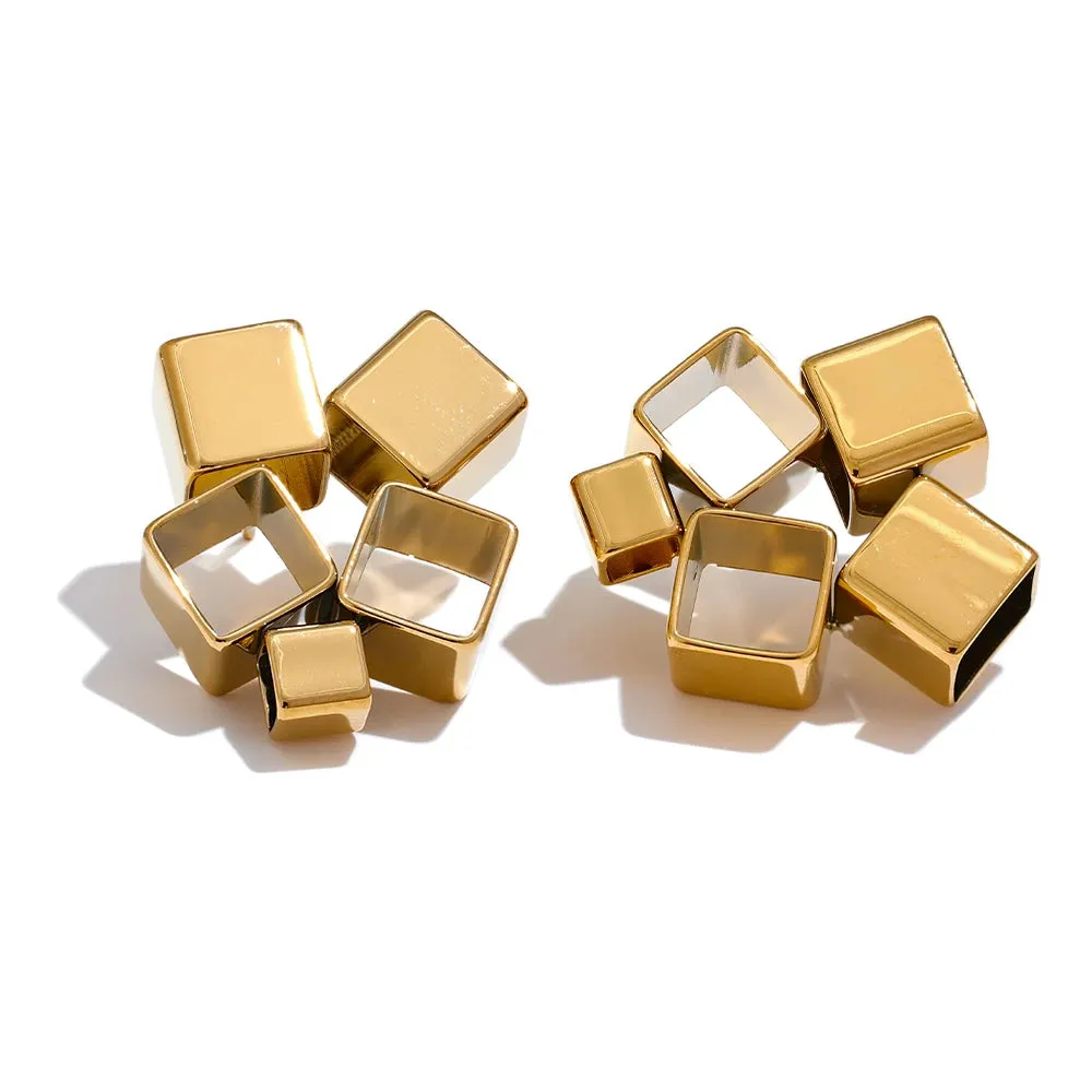 TEEK - Unique Creative Geometric Square Stud Earrings