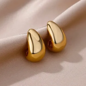 Timeless Glamour: Gold or Silver Plated Stainless Steel Chunky Tear Drop Earrings