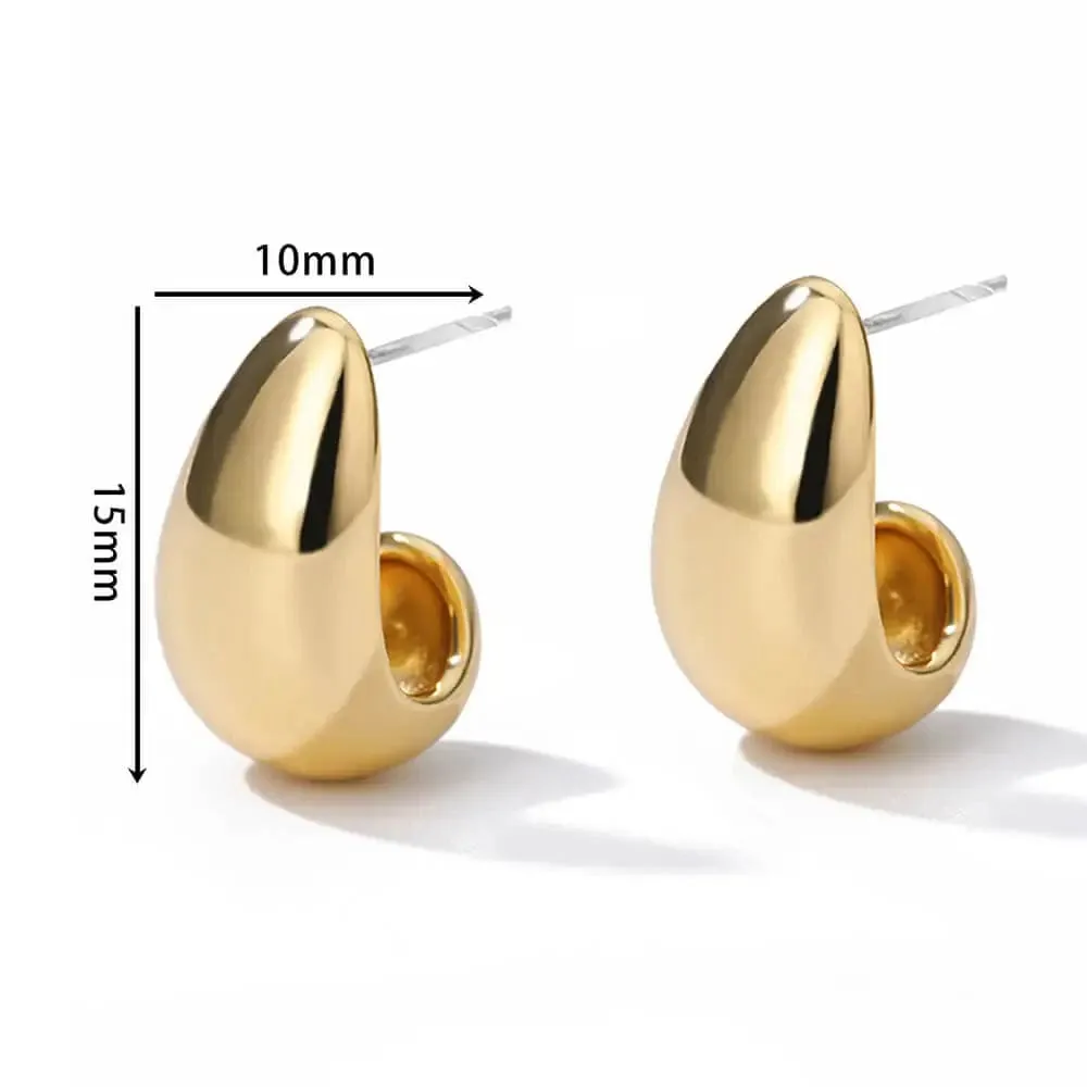 Timeless Glamour: Gold or Silver Plated Stainless Steel Chunky Tear Drop Earrings