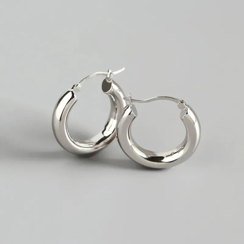 VAIGE Elegant Silver U-Shape Hoop Stud Earrings in Classic Design