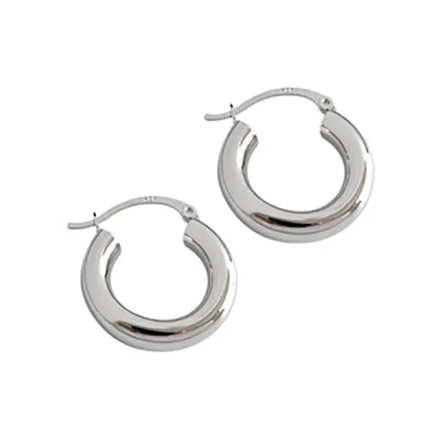 VAIGE Elegant Silver U-Shape Hoop Stud Earrings in Classic Design