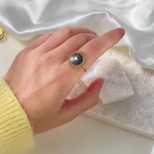 Vintage Blue Enamel Star Gold Ring JLTR0370