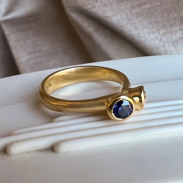 Vintage Diamond & Sapphire Twin Stone Ring