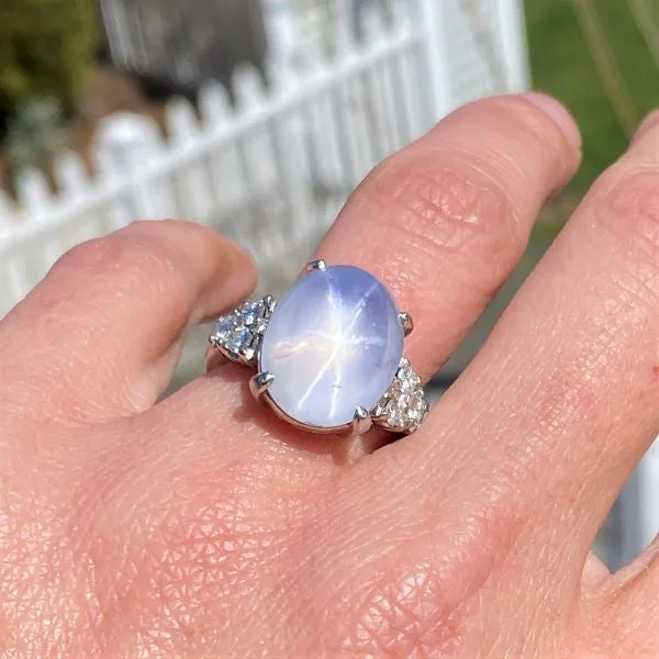 Vintage Star Sapphire & Diamond Ring