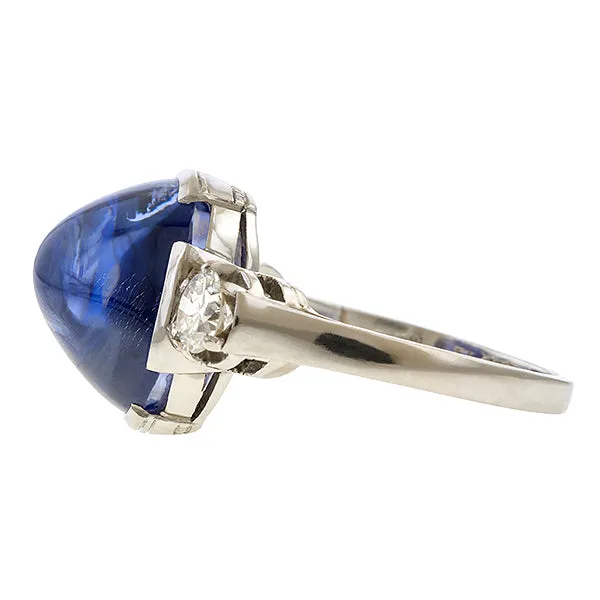 Vintage Sugarloaf Sapphire & Diamond Ring