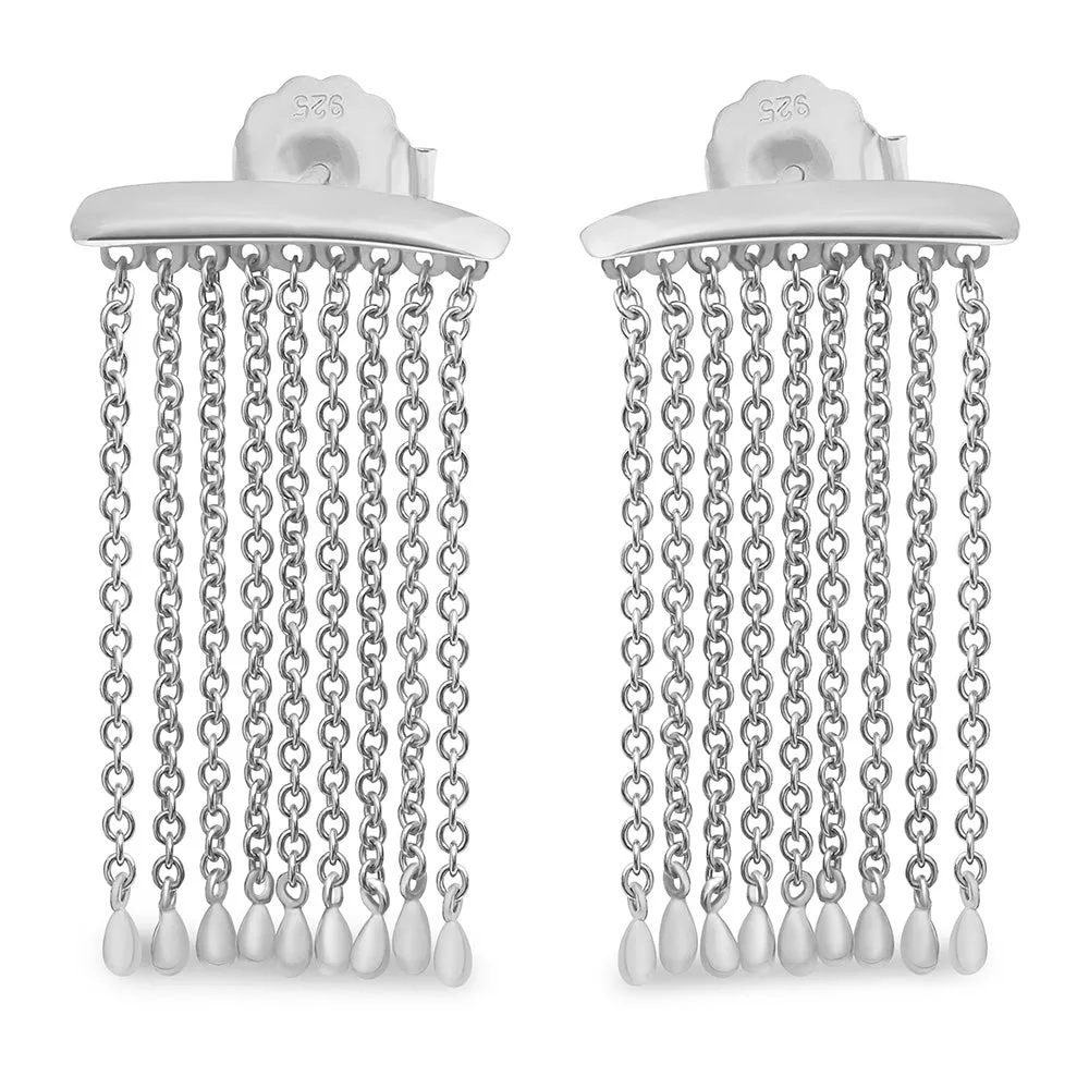 Waterfall Rain Earrings in Sterling Silver