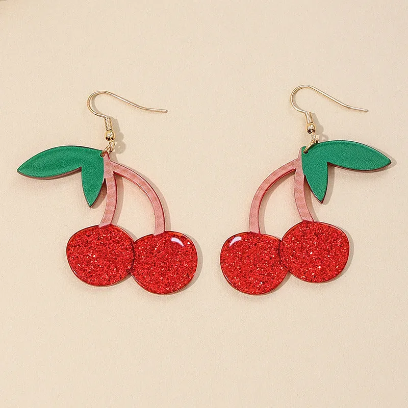 Whimsical Cherry Drop Earrings - European Style Fashion Jewelry