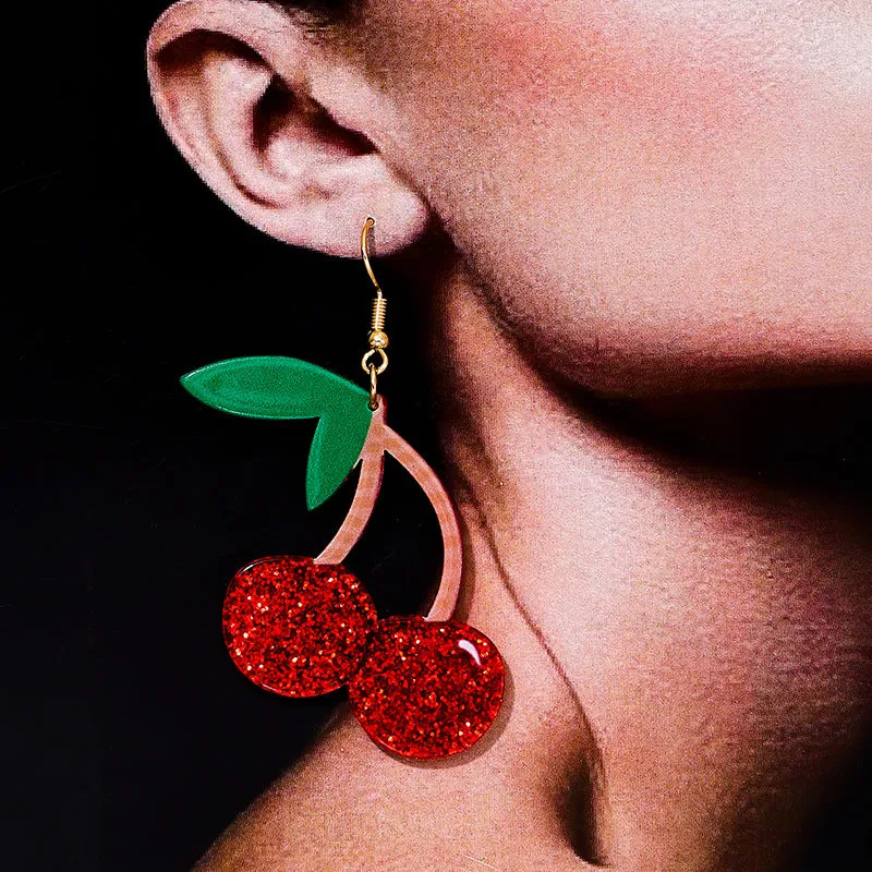 Whimsical Cherry Drop Earrings - European Style Fashion Jewelry