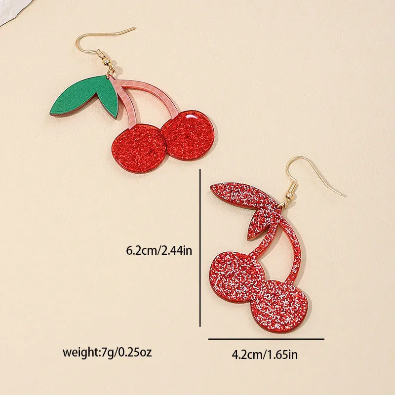 Whimsical Cherry Drop Earrings - European Style Fashion Jewelry