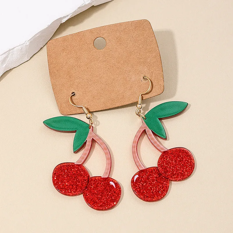 Whimsical Cherry Drop Earrings - European Style Fashion Jewelry