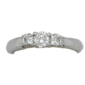 White Gold 3-Stone Basket Set Diamond Ring