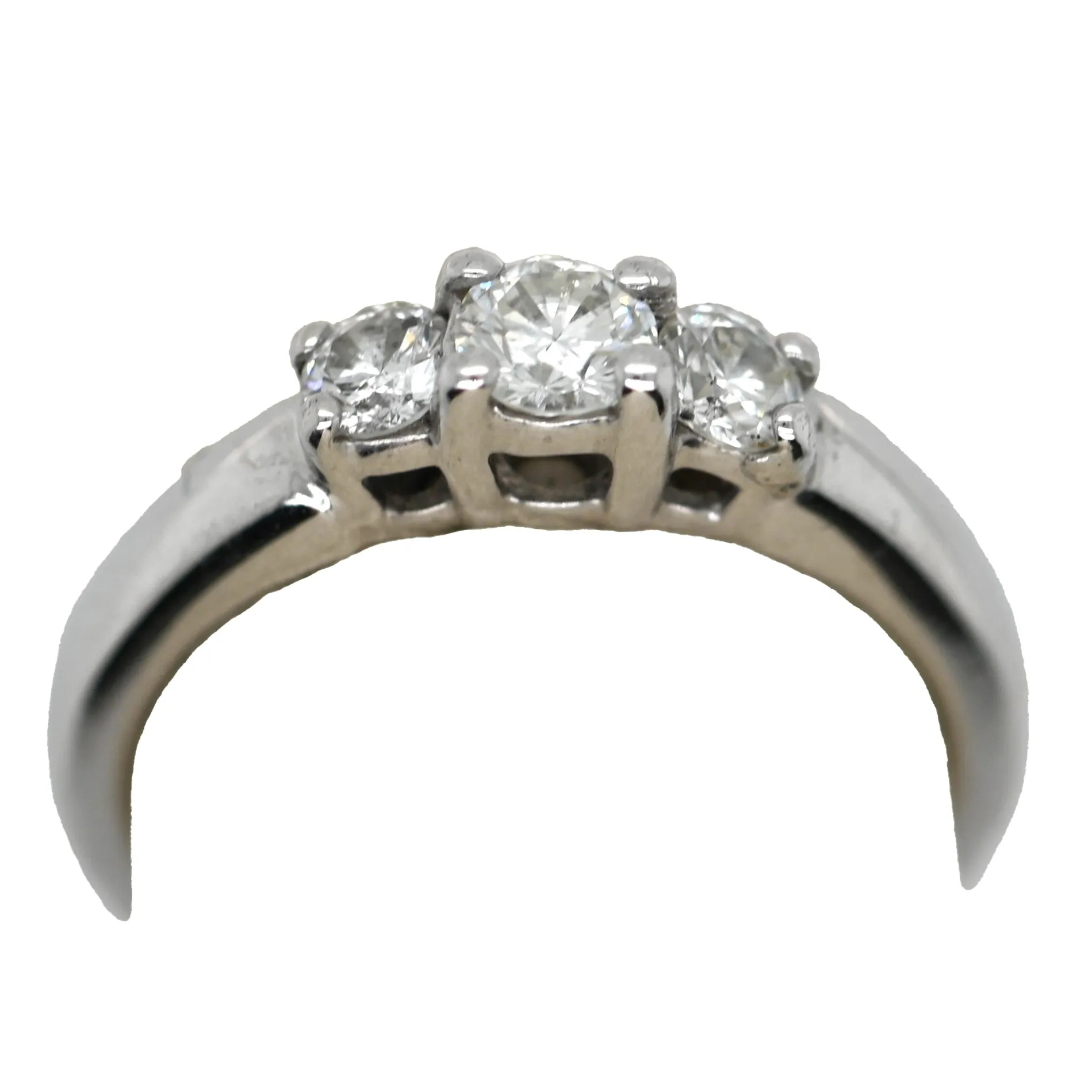 White Gold 3-Stone Basket Set Diamond Ring