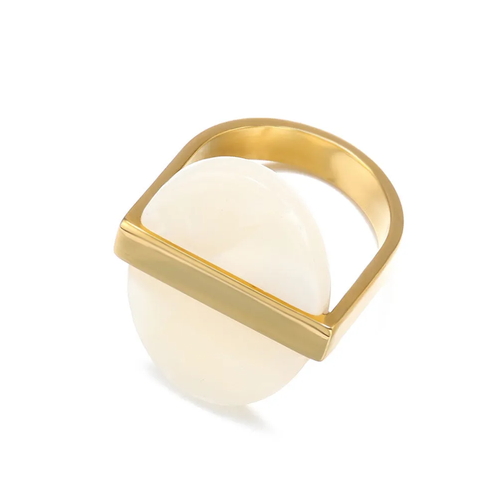 White Round Shaped U Model Gold Rings JLTR0387