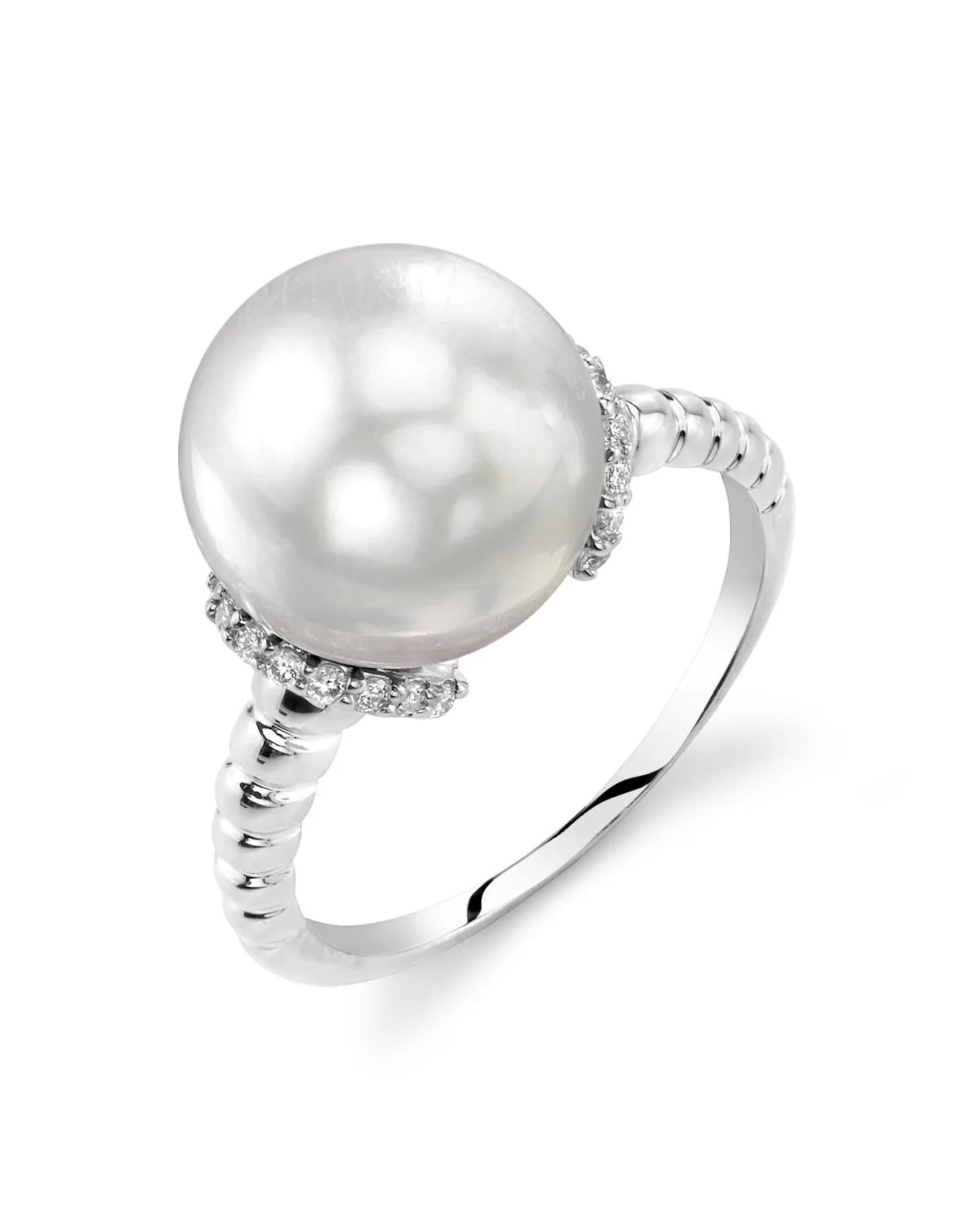 White South Sea Pearl & Diamond Emerge Ring