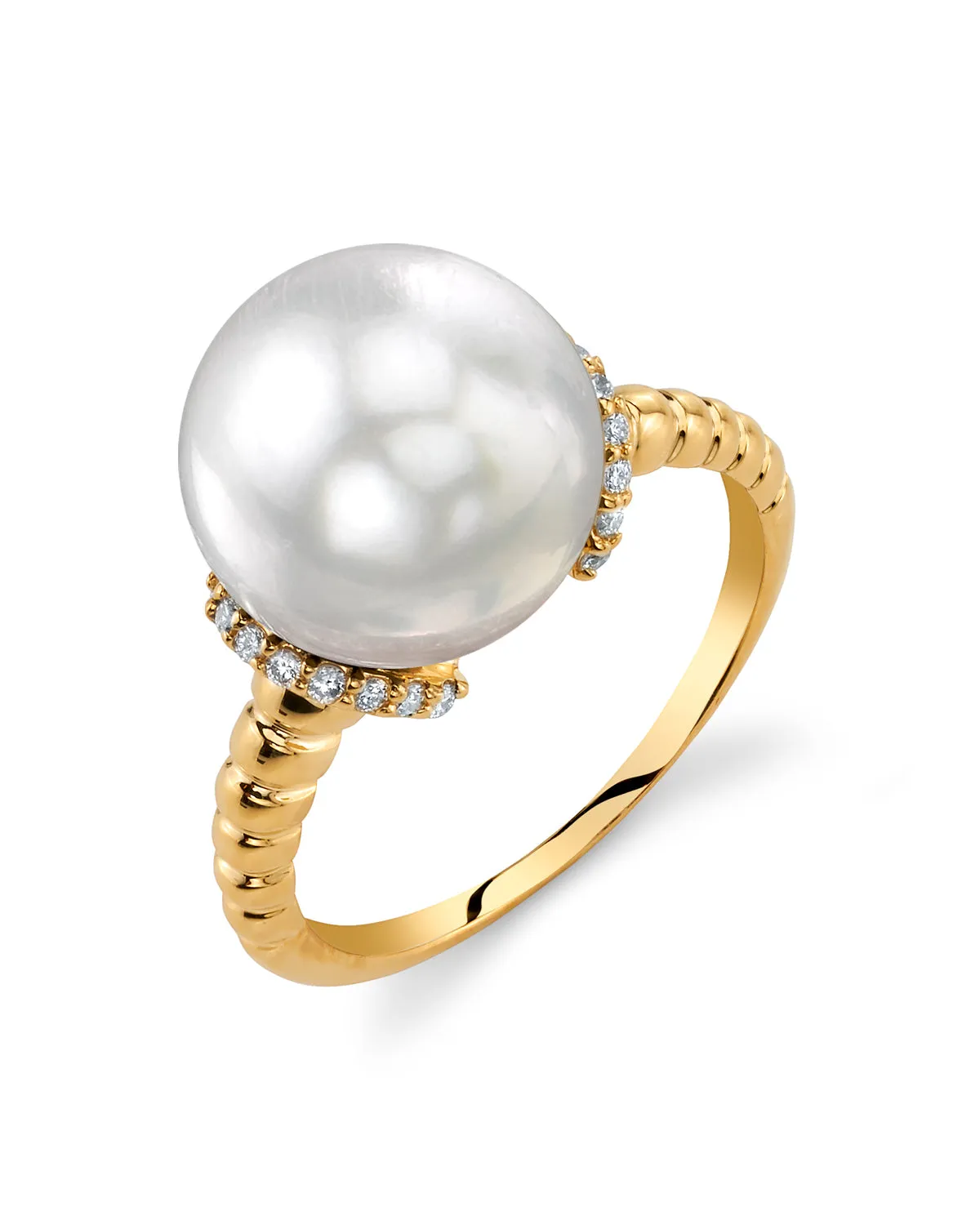 White South Sea Pearl & Diamond Emerge Ring