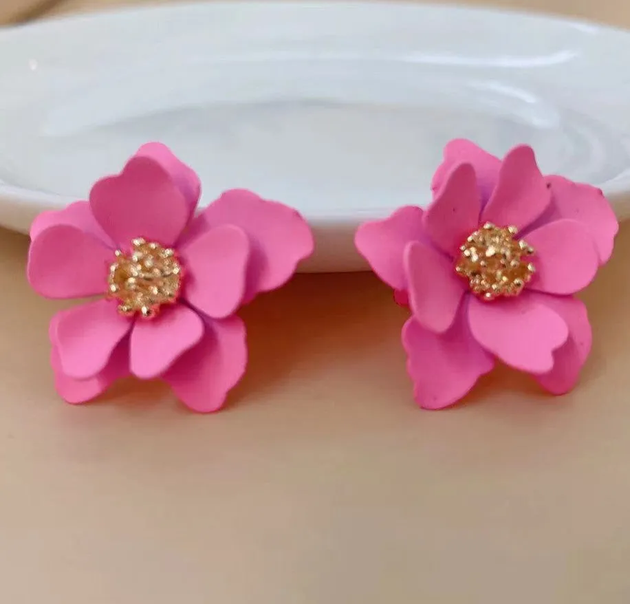 Women's Personality Creative Multi-layer Petal Flower Stud Earrings