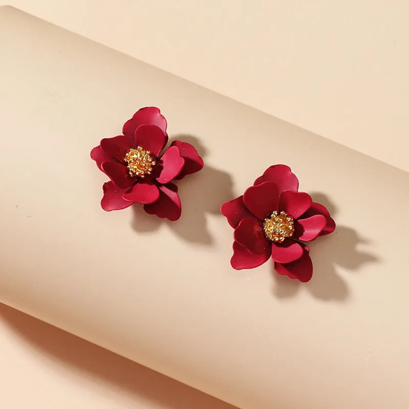 Women's Personality Creative Multi-layer Petal Flower Stud Earrings