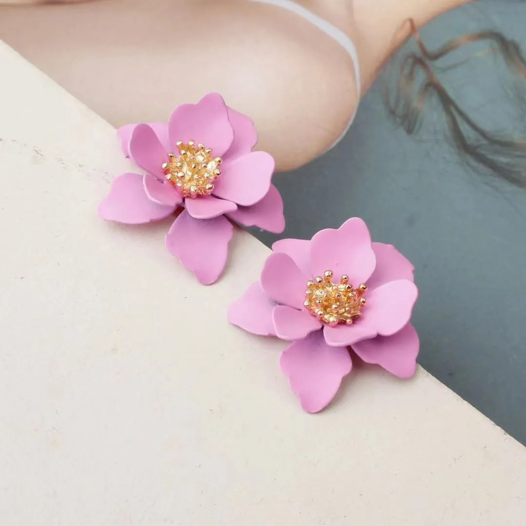 Women's Personality Creative Multi-layer Petal Flower Stud Earrings