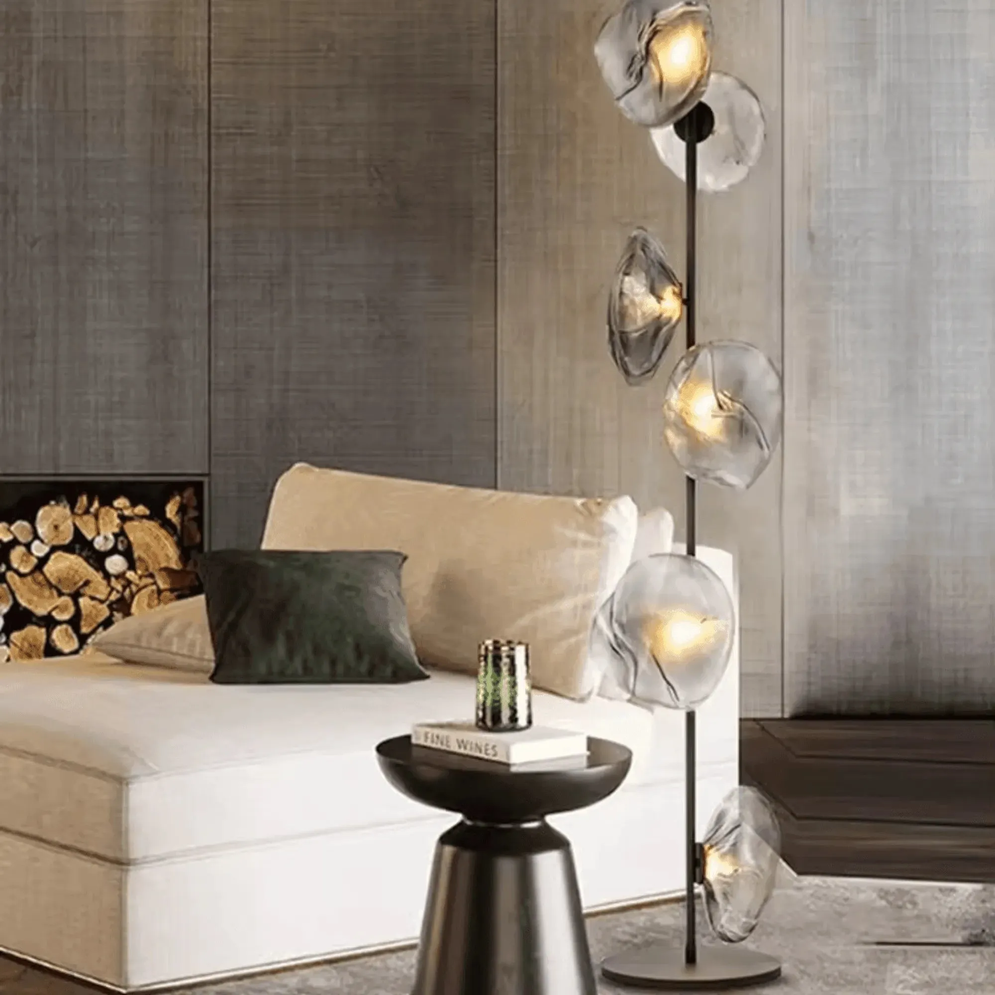 Wooden Twist Modern Exclusive Brass Floor Lamp with Steam Shape