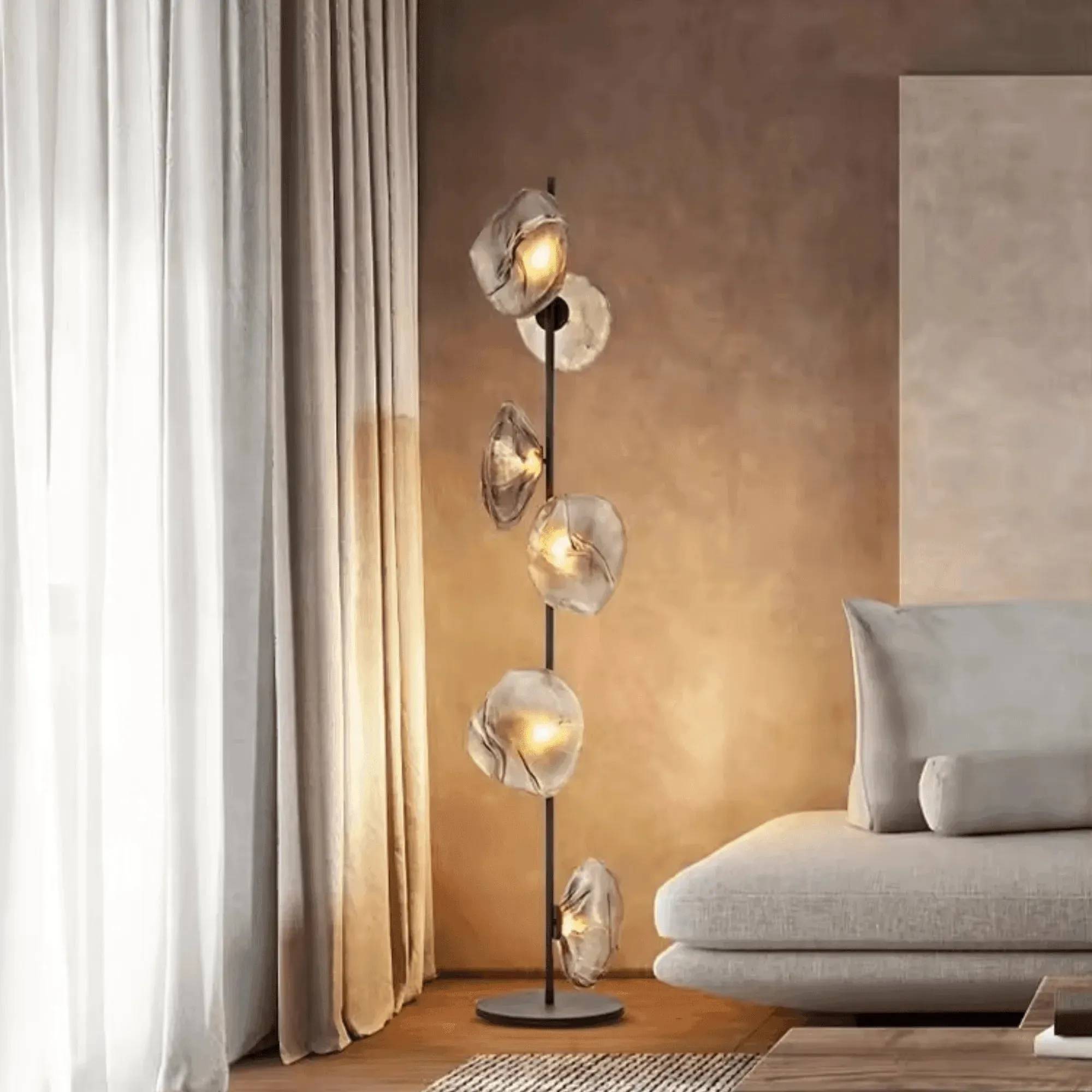 Wooden Twist Modern Exclusive Brass Floor Lamp with Steam Shape